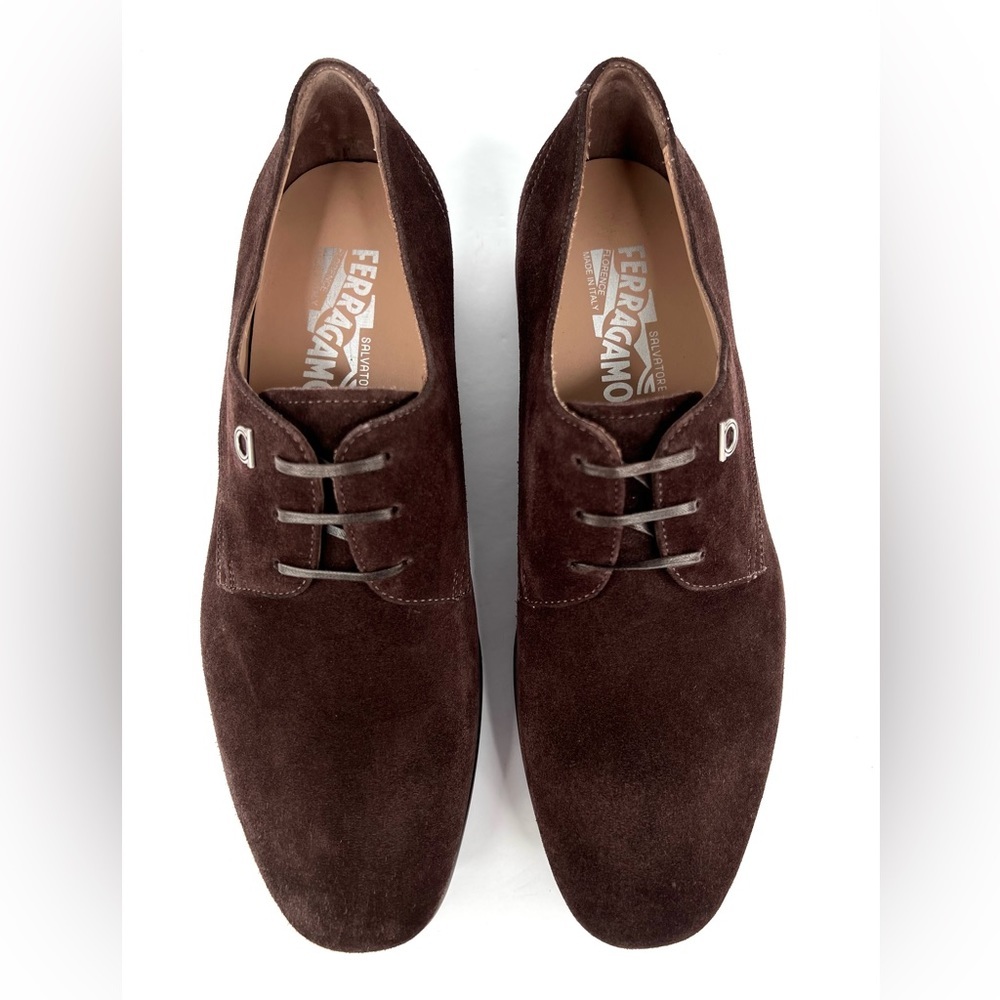 Salvatore Ferragamo Spencer Derby Suede Oxford Gancini Logo Loafers US 7 - EU 41